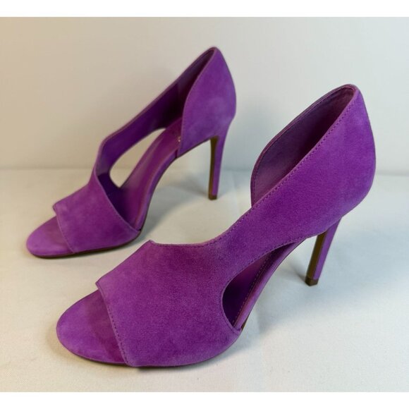 Vince Camuto Alinton Purple Suede Size 7 High Stiletto Peeptoe Heel Pumps Formal - Picture 1 of 13